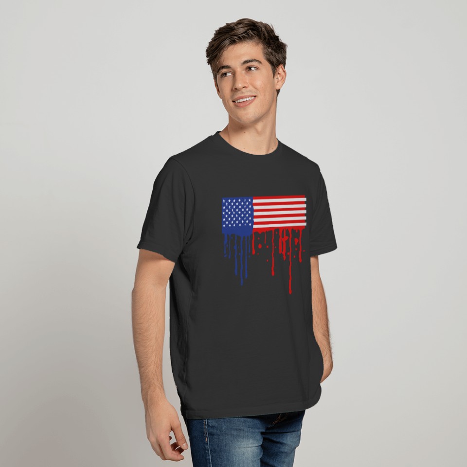 usa america united states drop blob stamp 3 colors T-shirt