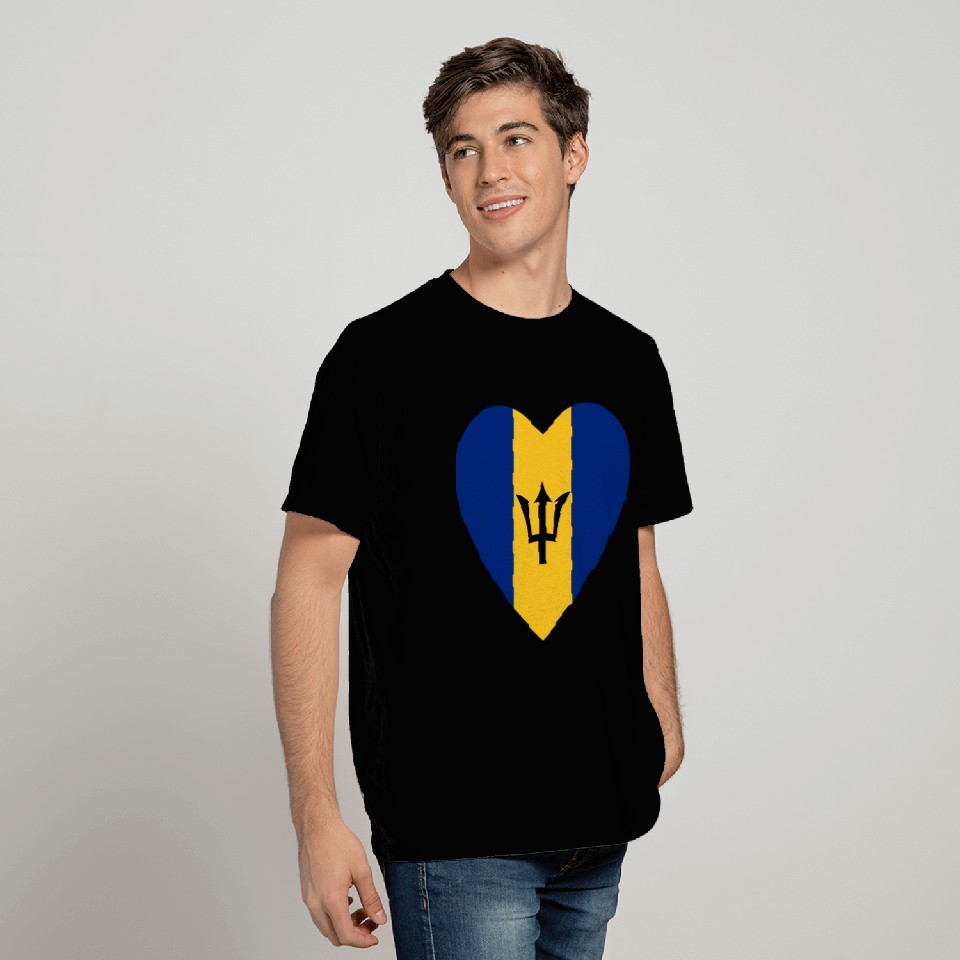 Barbados Flag Heart T Shirts