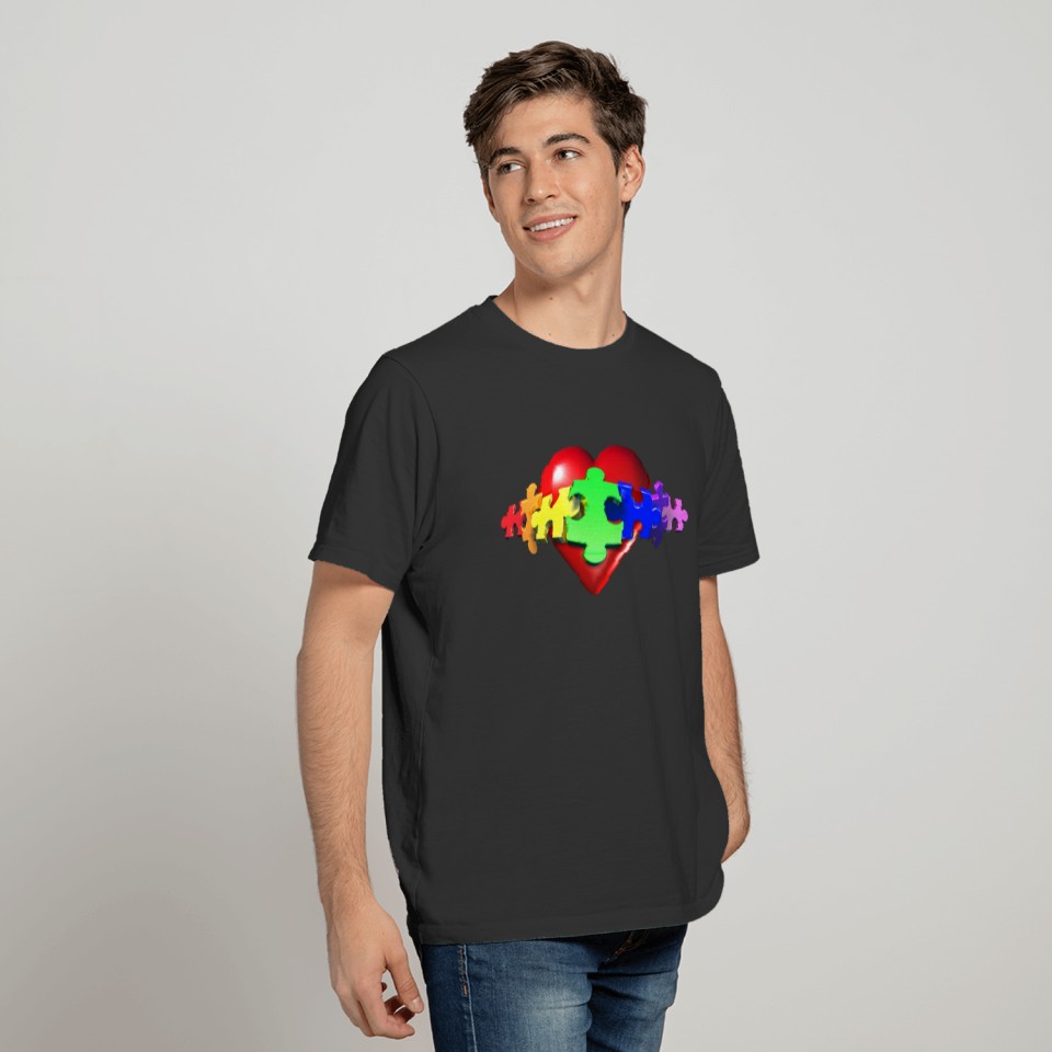 3d heart puzzle T-shirt