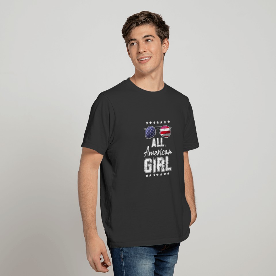 All American Girl 4Th Of July Girls Kids Teens Sun T-shirt