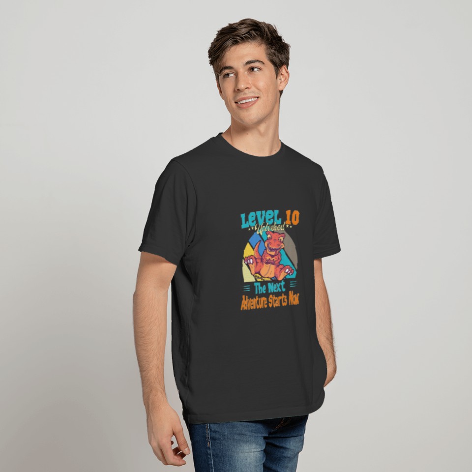 Kids Dinosaur10th Birthday – Gamer Dino Level 10 Y T-shirt