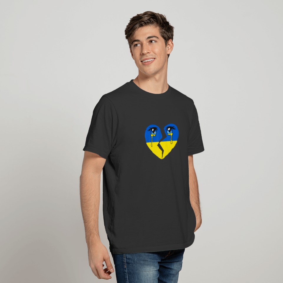 Ukraine Flag Crying Tears For Ukrainian Heart T-shirt