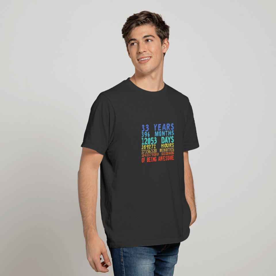 33 Years 396 Months Of Being Awesome 33Rd Birthday T-shirt