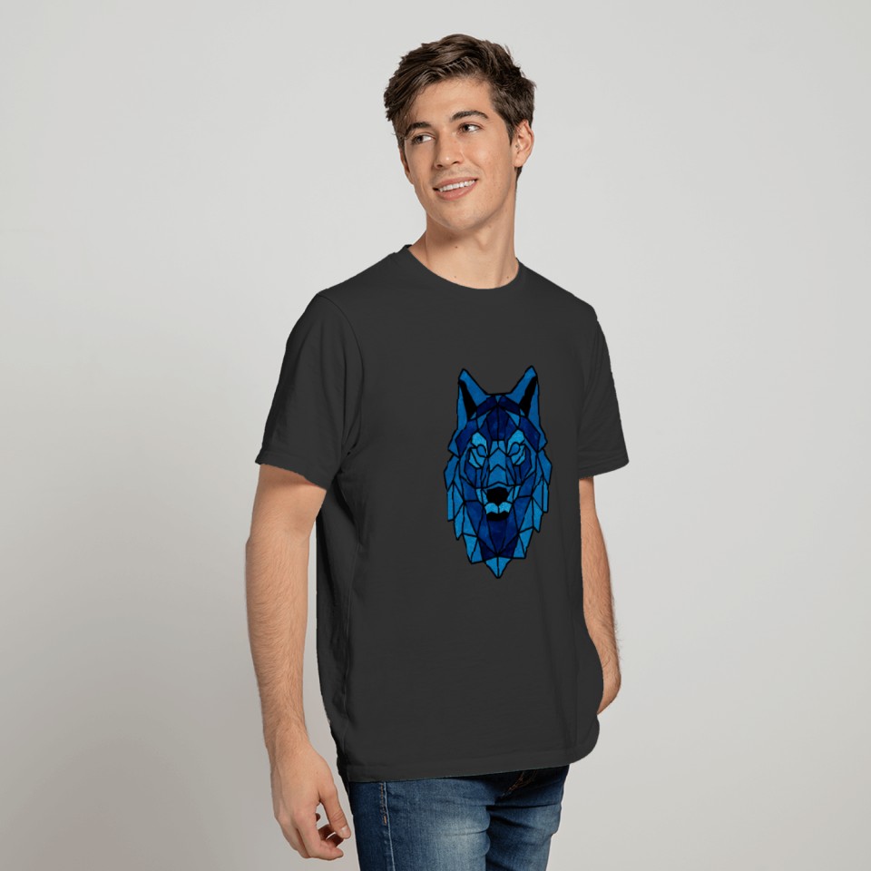 Geometric Blue Wolf  Sleeveless T-shirt