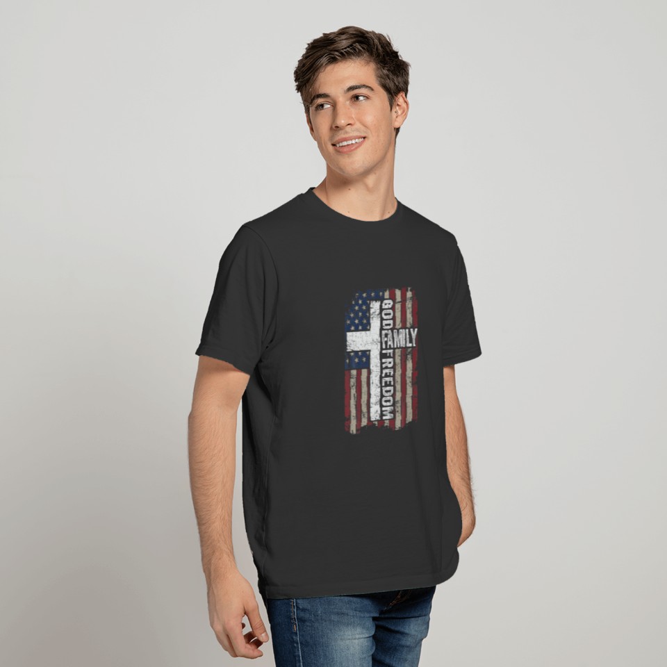God Family Freedom - Patriotic Christian Vintage U T-shirt