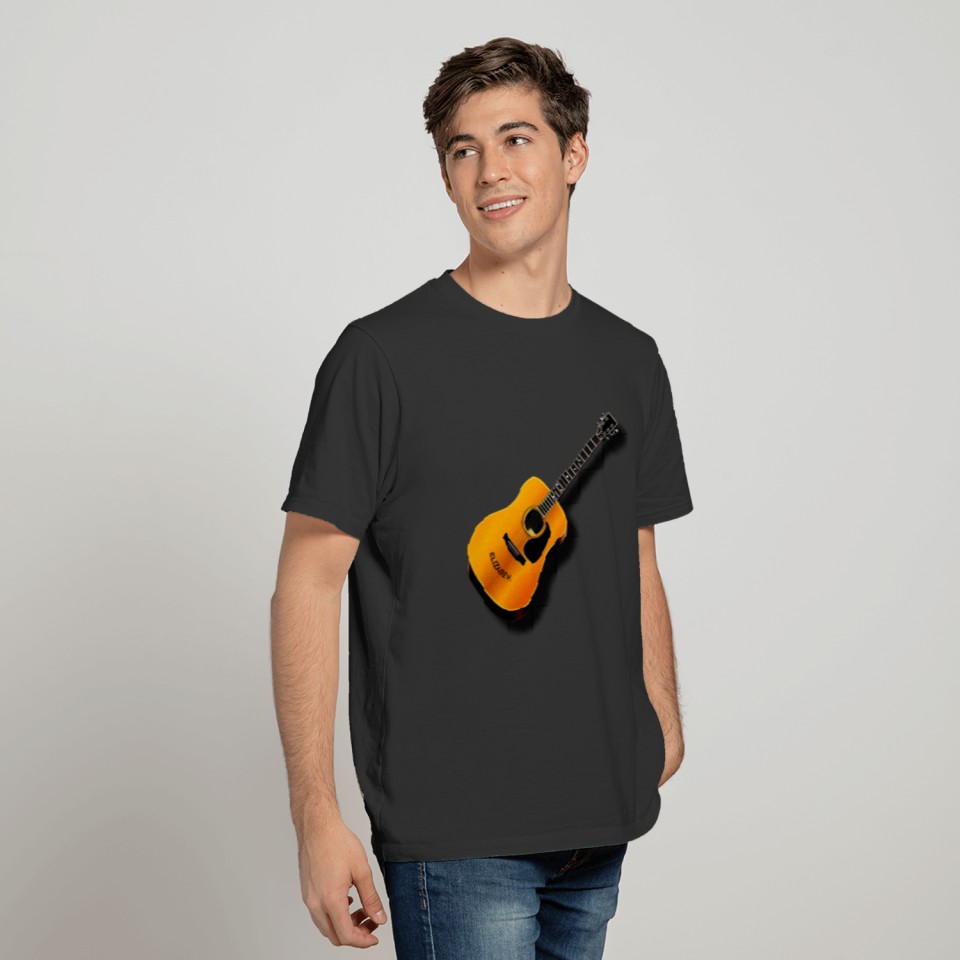 Acoustic Vintage Guitar With Musician Custom T-shirt