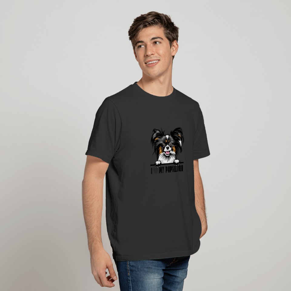 Dogs 365 Papillon Dog - I Love My Pet Cute Pu T-shirt