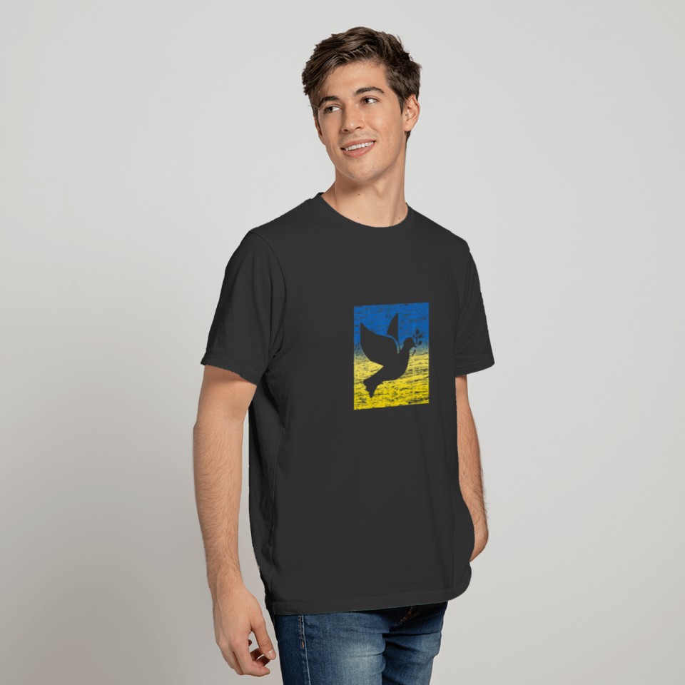 Blue Yellow Ukraine Flag Dove Ukrainian Peace Bird T-shirt