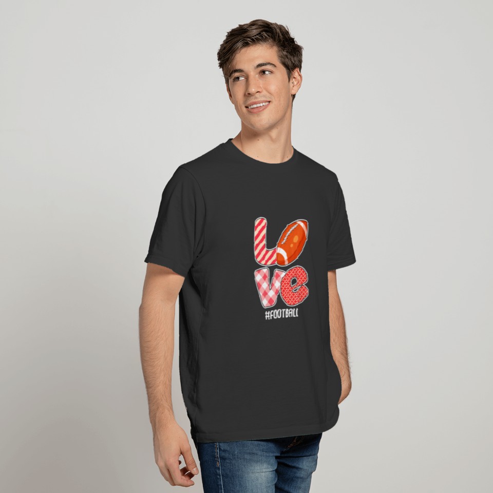 Cute Valentines Day Couple Hearts Football Sports T-shirt