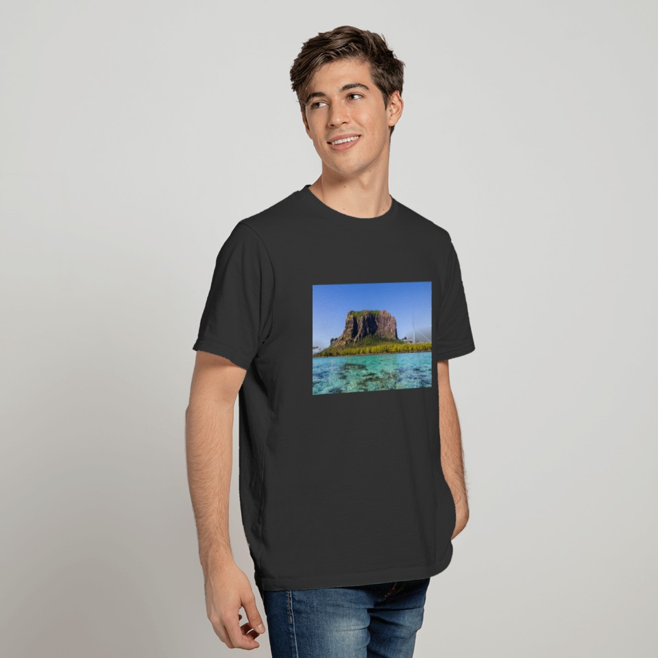 Le Morne Brabant Mauritius with sea panoramic T-shirt