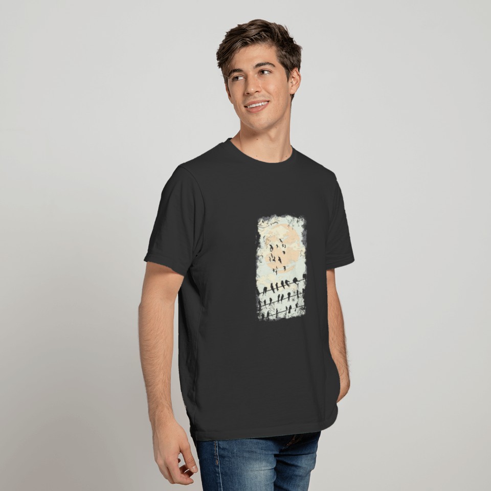 Bird On A Wire At Night T-shirt