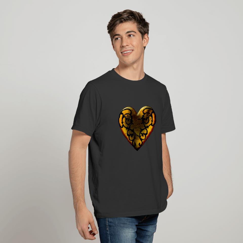 Filigree Goth Gold Heart T-shirt