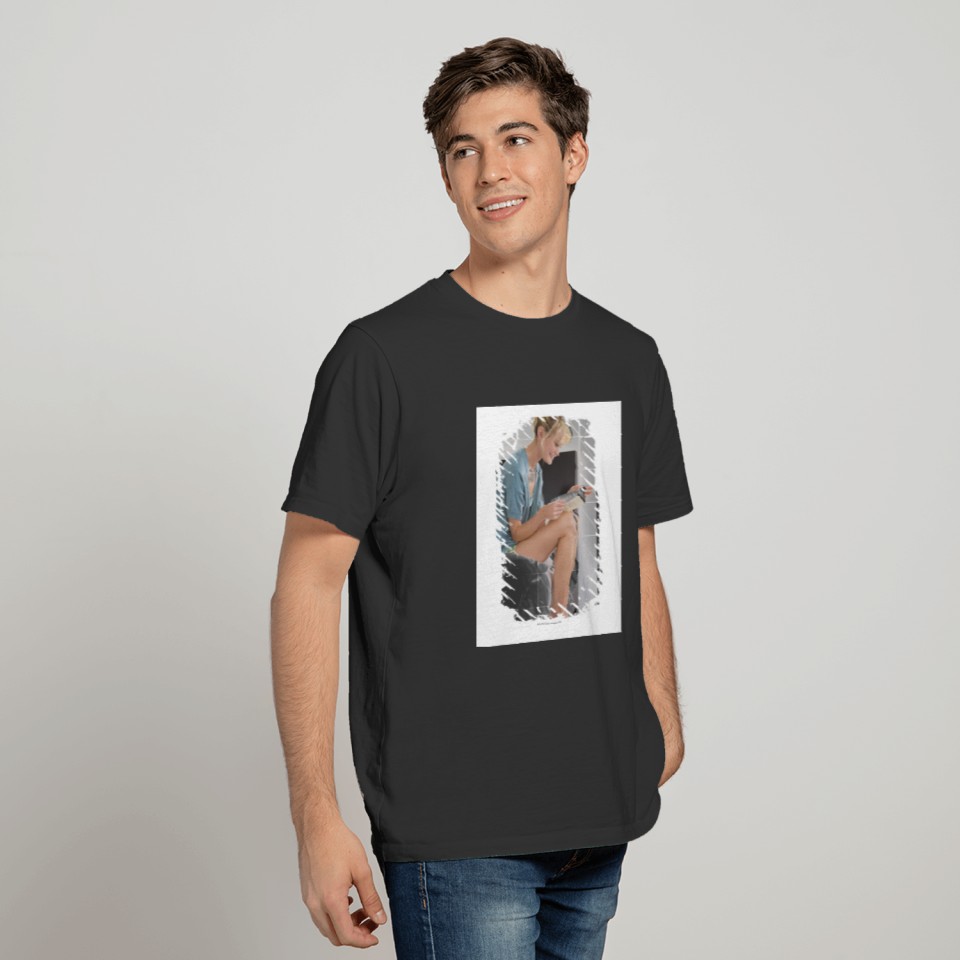 Woman reading a book on the bed T-shirt
