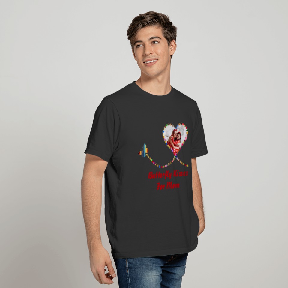 Customizable Cute Red Butterfly Heart Mother Day T-shirt