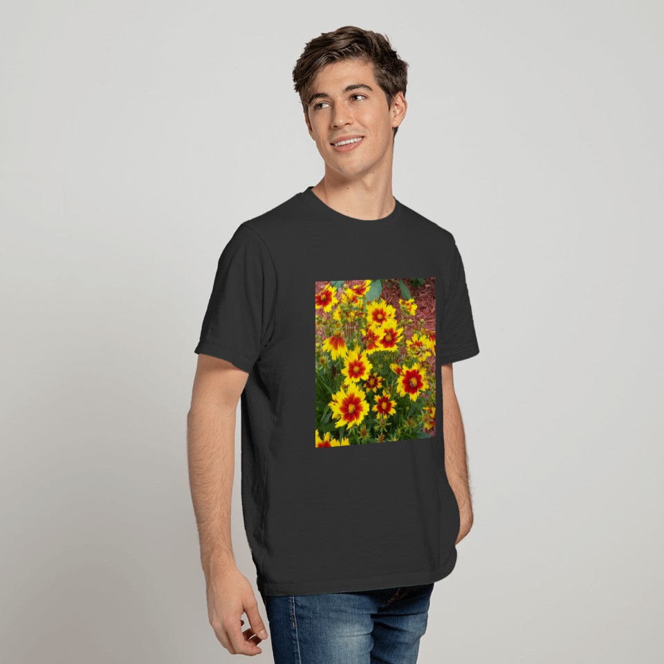 Photo of sunny red and yellow Coreopsis Flowers T-shirt