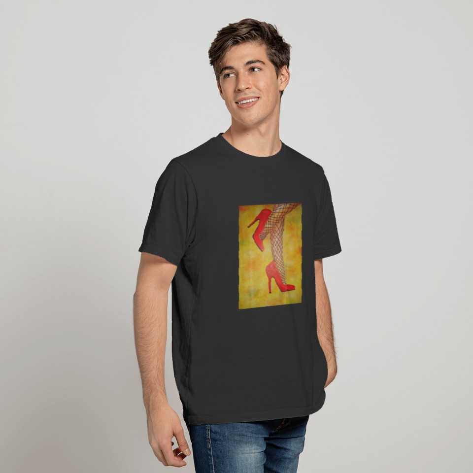 Red Shoes Acrylic Painting T-shirt