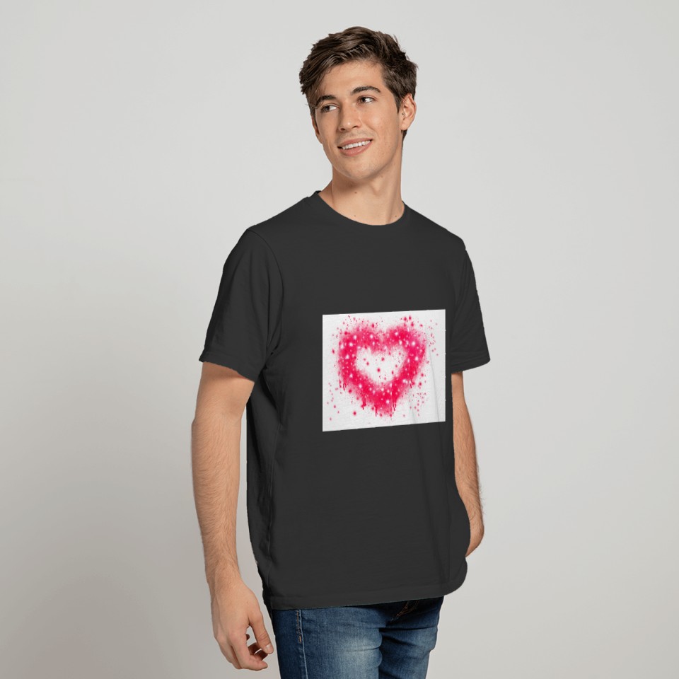 Pink and white sparkling graffiti heart polo T-shirt