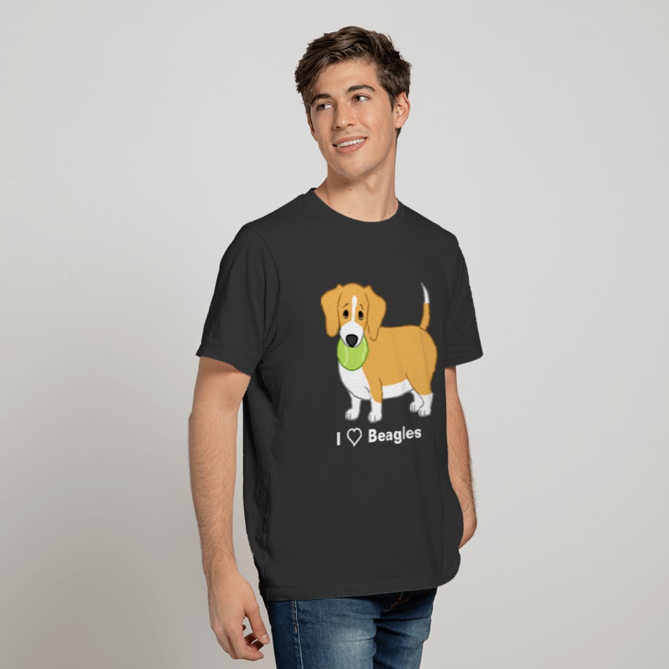 Cute Fat Lemon & White Beagle with Tennis Ball T-shirt