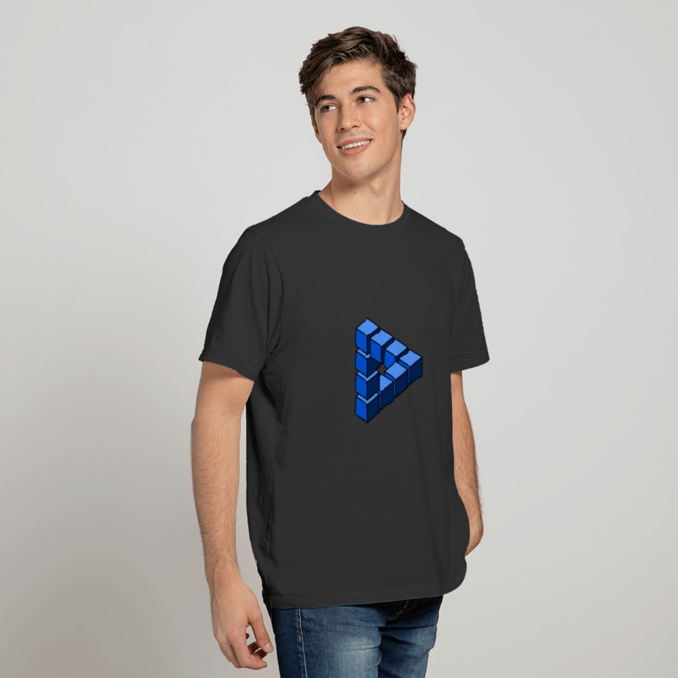 Cartoon Blue Black Toy Blocks Triangle Graphic T-S T-shirt