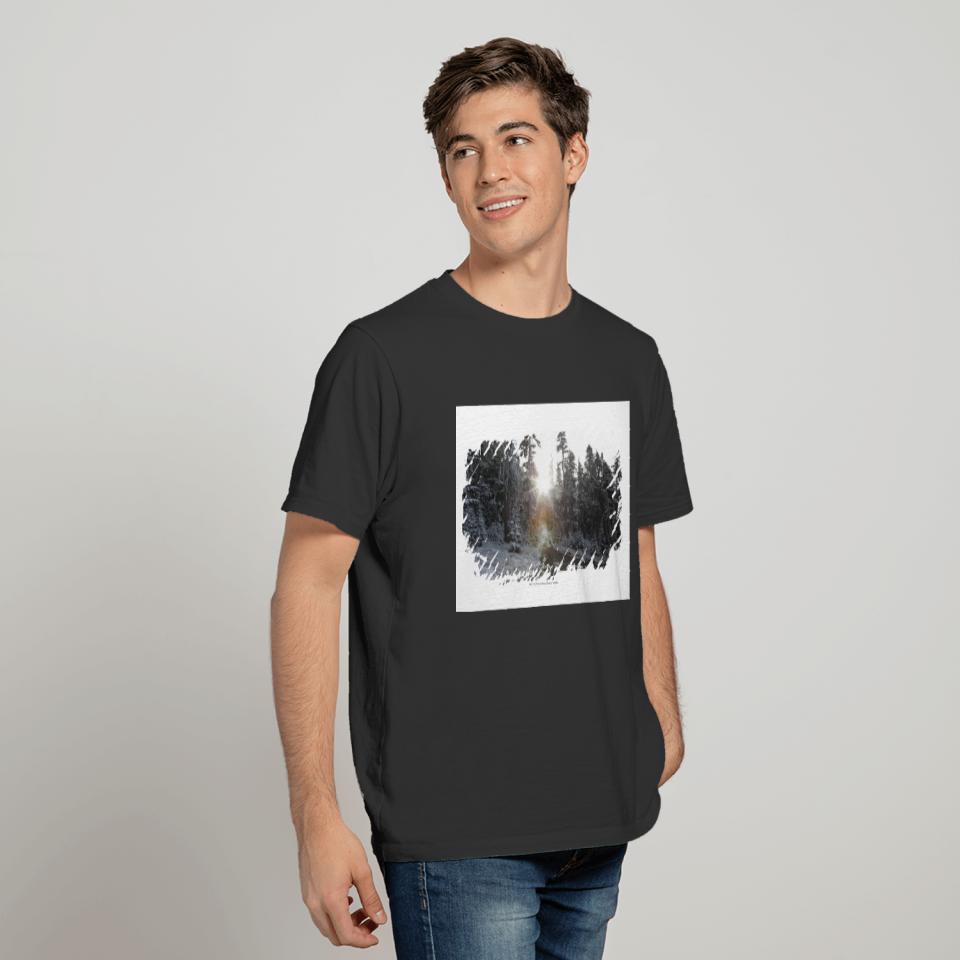 Snowy dirt road going into the sun T-shirt