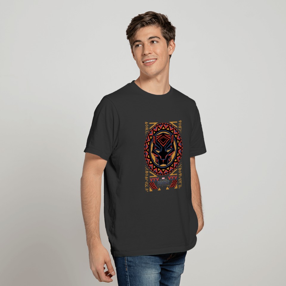 Black Panther | Panther Head Tribal Pattern T-shirt