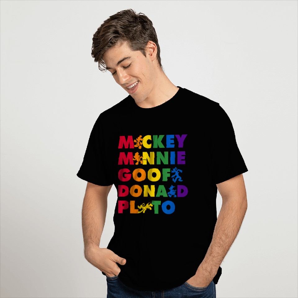 Disneyss Mickey Friends Name Stack Pride T-Shirts
