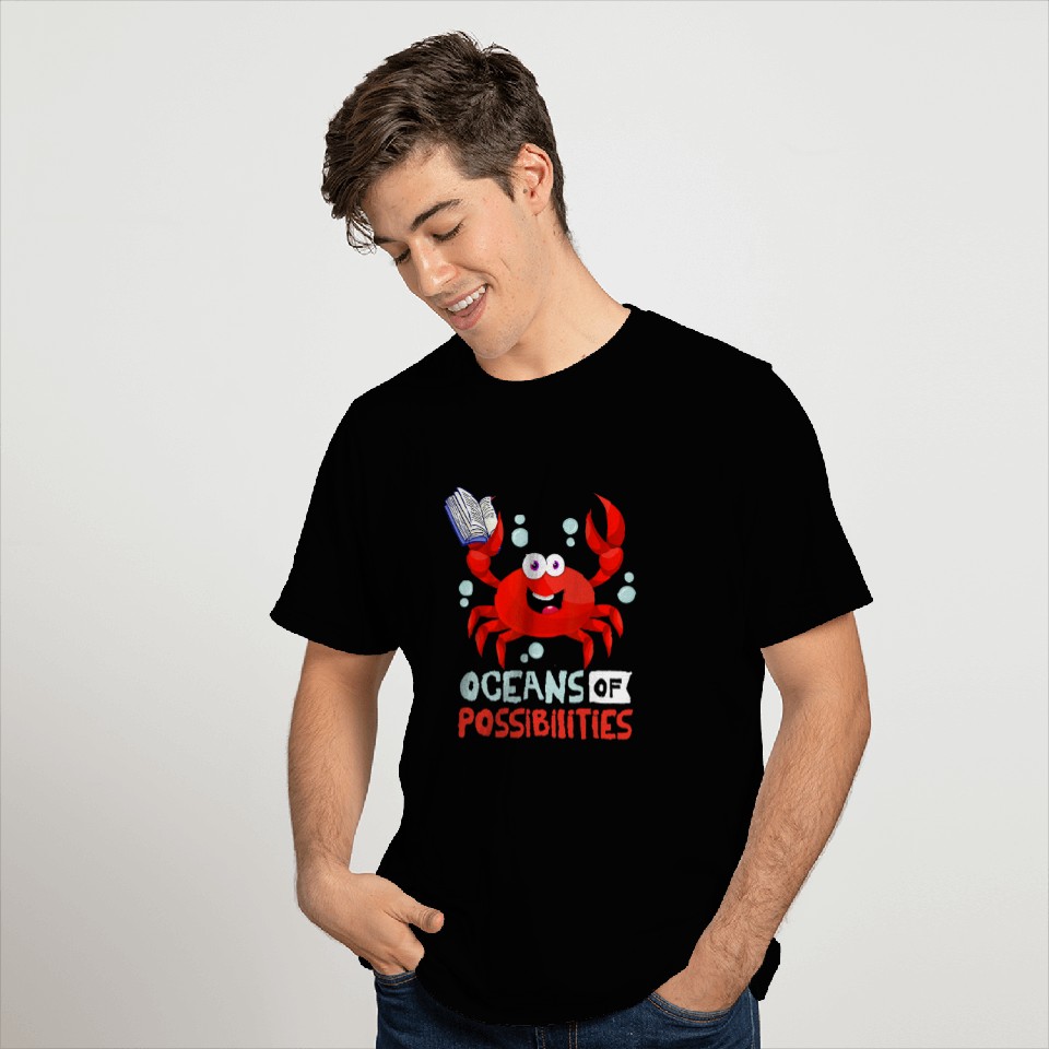 Book Reading Oceans of Possibilities Summer Reading 2T Crab T-Shirts