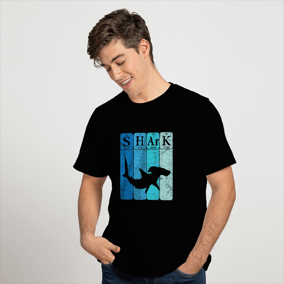 Ocean Shark Hammerhead Shark Periodic Table Elements Retro Shark T-Shirts