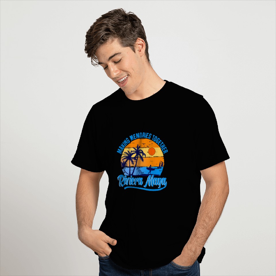 Retro Riviera Maya Mexico Palm Tree Beach Summer Vacation T-Shirts