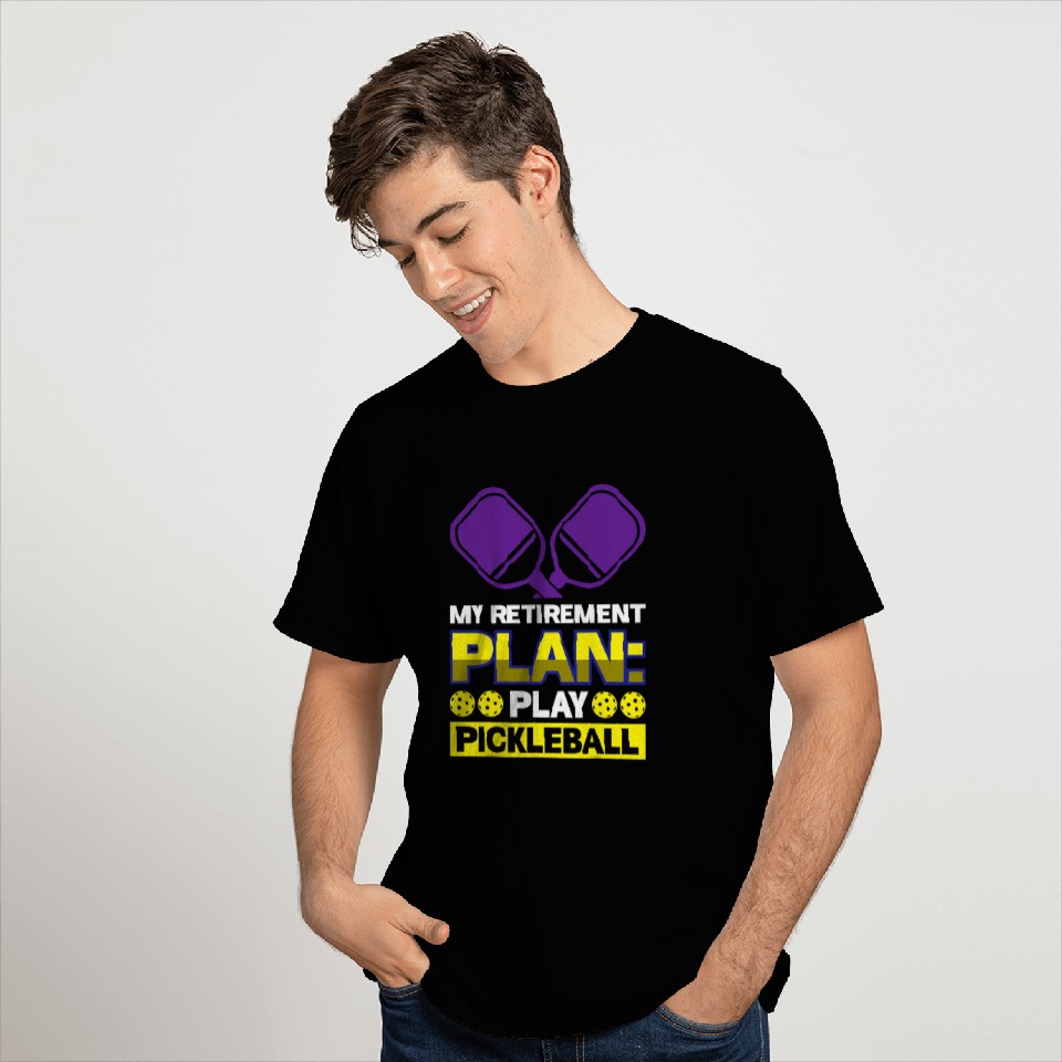 Funny Mens My Retirement PlanPlay Pickleball Paddleball T-Shirts