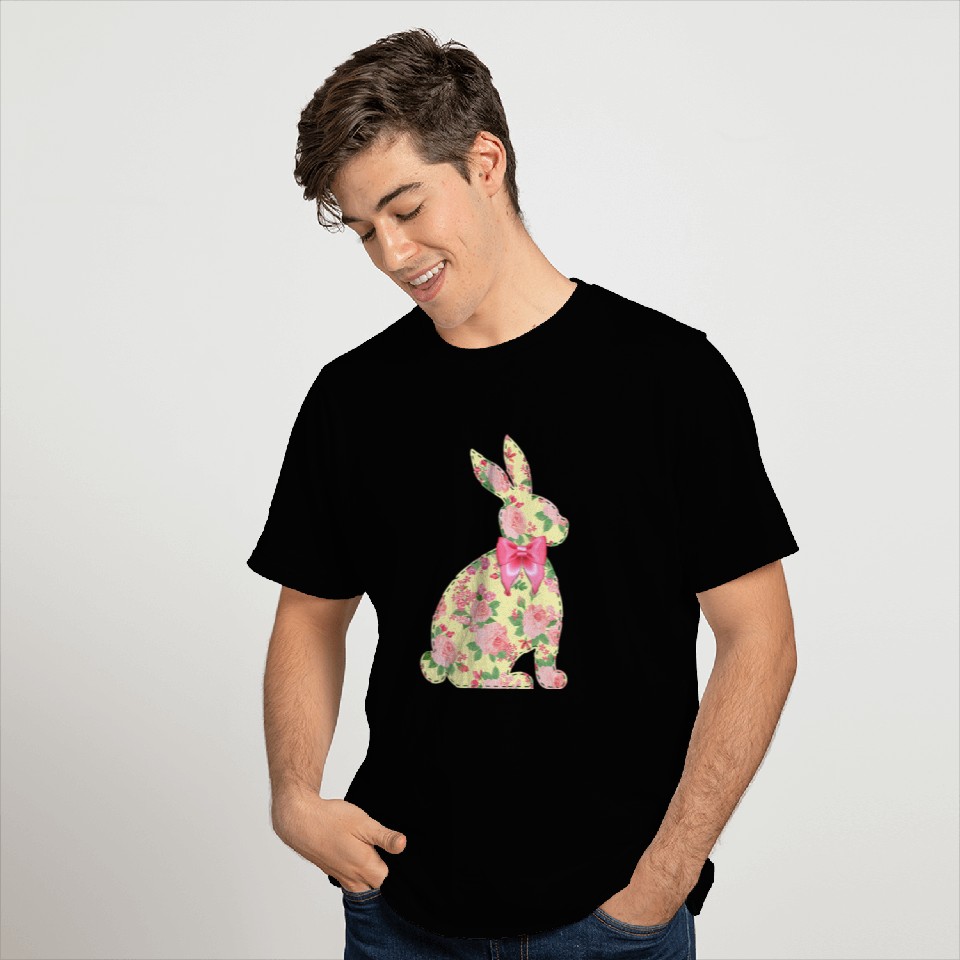 Cute Plaid Bunny Stitch Artwork Bow Buffalo Check Rabbit T-Shirts