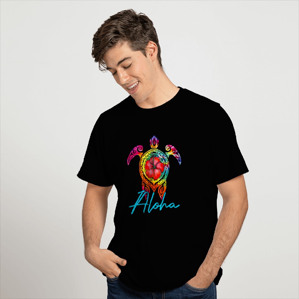 Turtle Pet Hawaiian Tie Dye Sea Turtle Aloha For Family Vacation T-Shirts