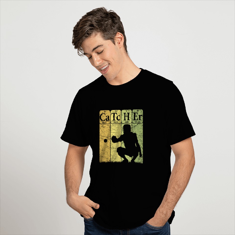 Baseball Periodic Table Elements Nerd Baseball Catcher Retro 2 T-Shirts
