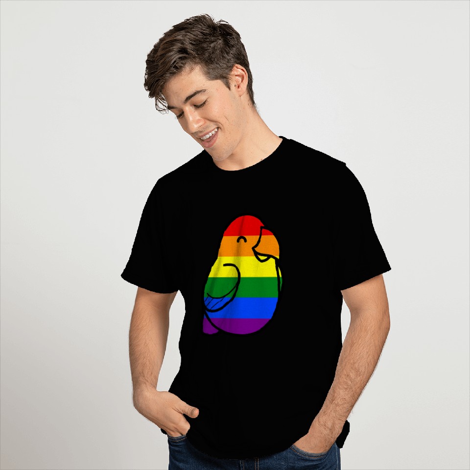 Too Many Birds Rainbow Pride Parrot Pattern T-Shirts