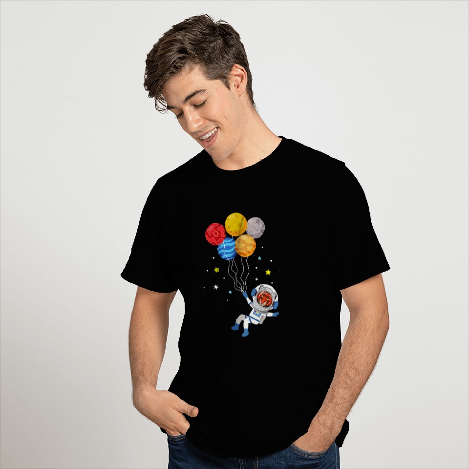 Funny Cheetah Astronaut With Planets In Hand T-Shirts