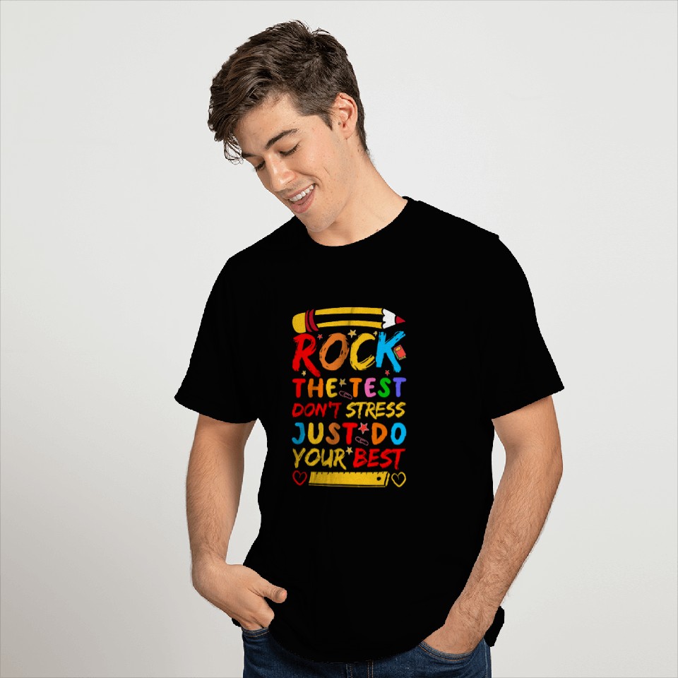 Test Day Rock The Test Funny Teacher Student Testing Exam T-Shirts