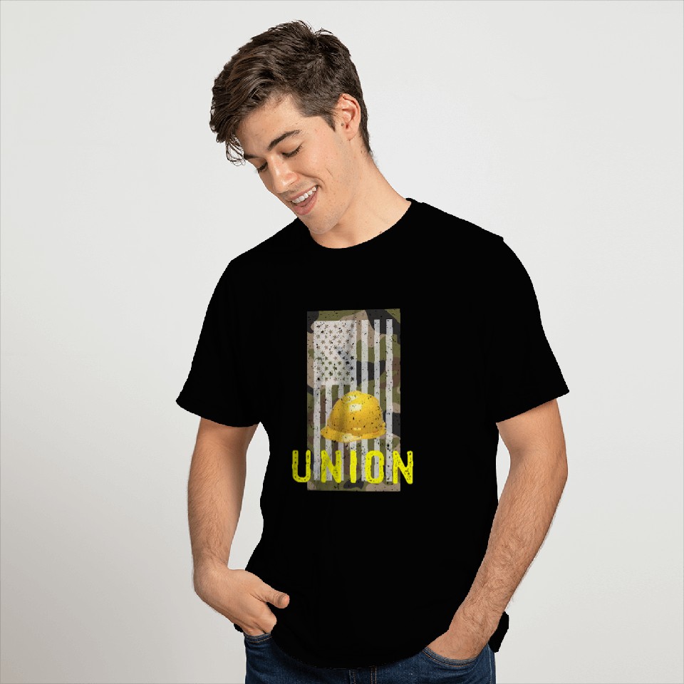 Camouflage Patriotic Union Laborer Worker Iron Hard Hat T-Shirts