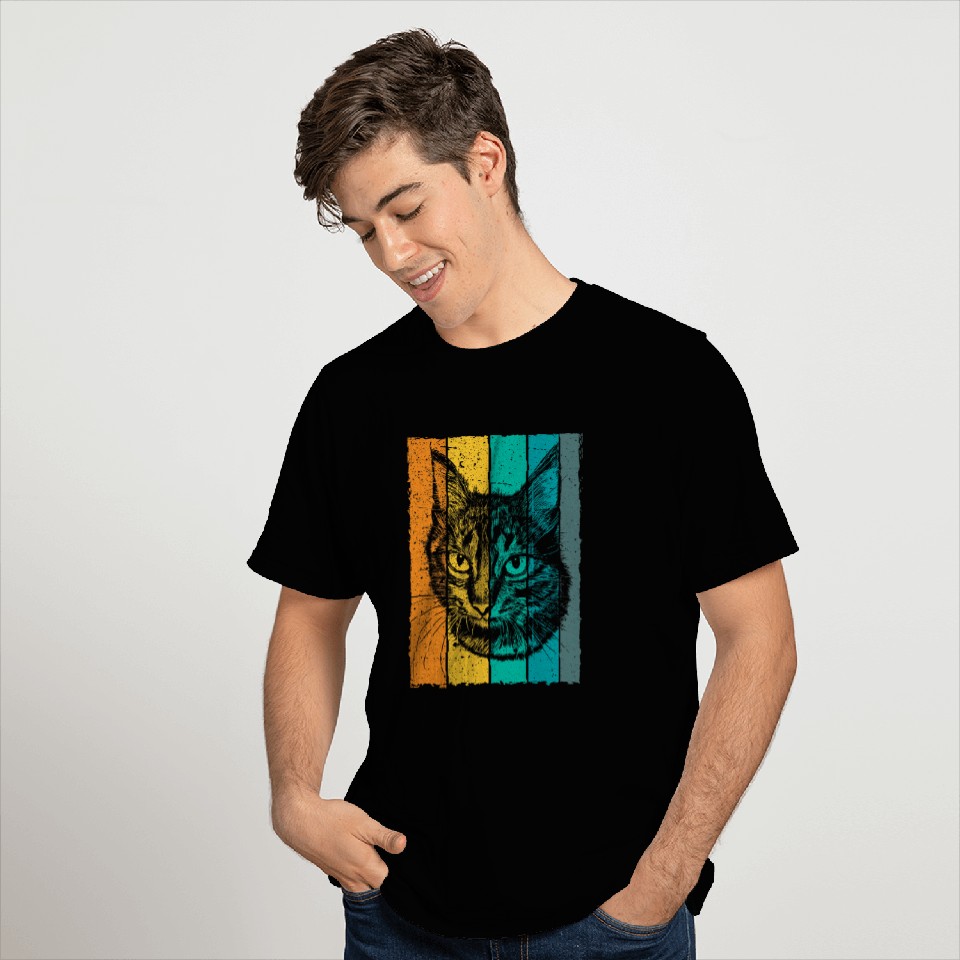 Cat face drawing retro T-Shirts