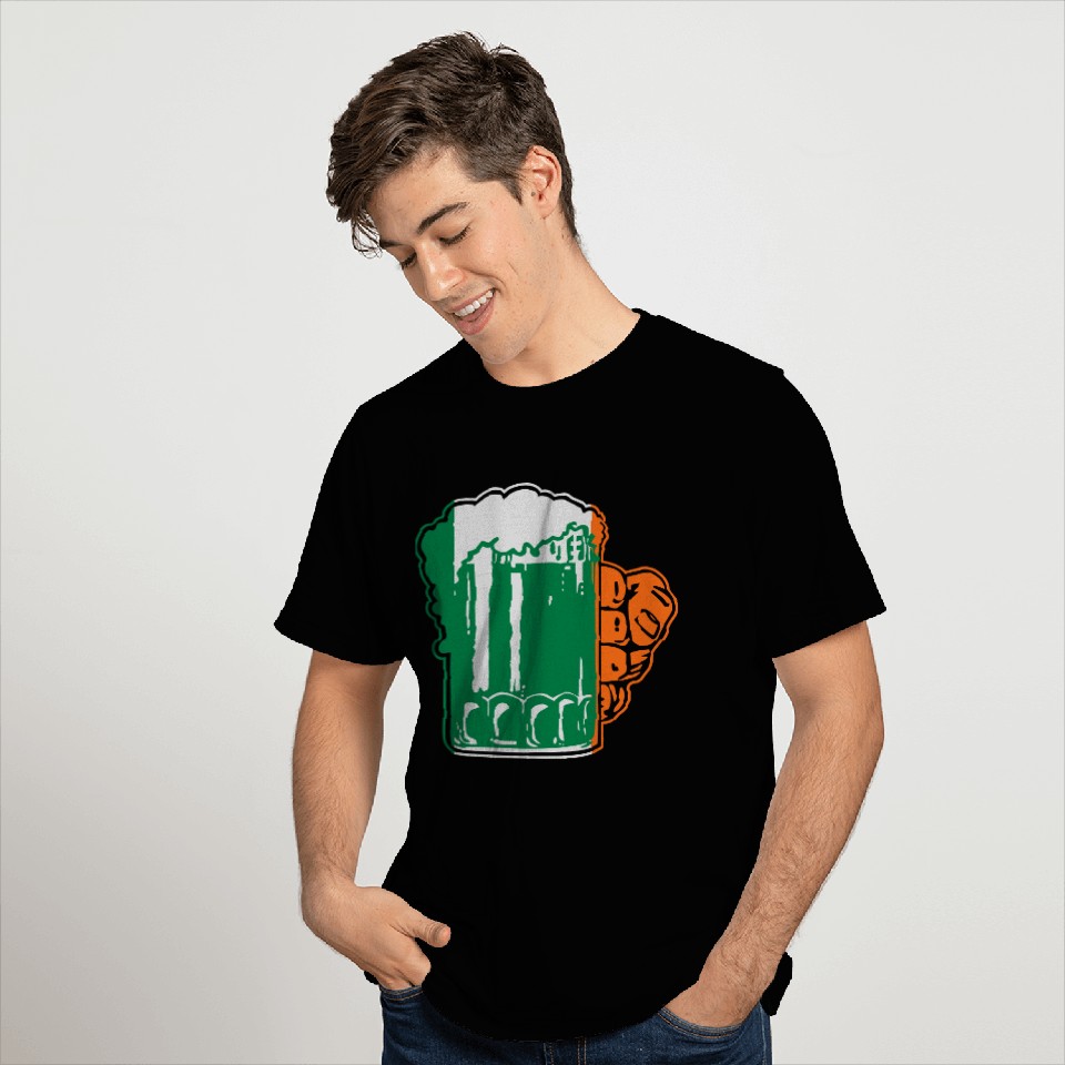 Irish Beer Mug Flag T Shirts
