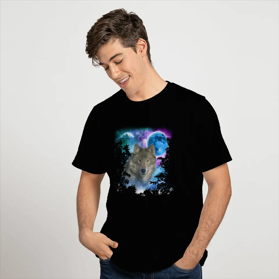 Grey Wolf MidNight Forest T Shirts