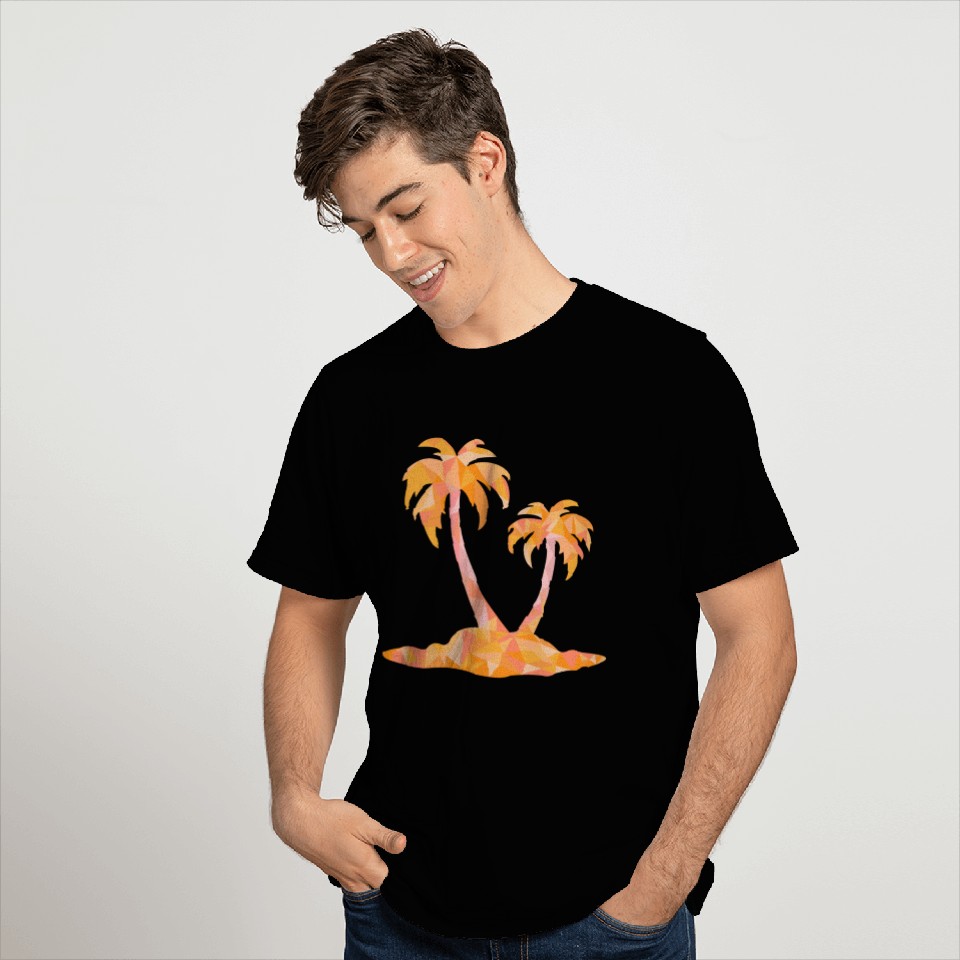 Code Palm Tree T Shirts/ Red/Orange/Blue