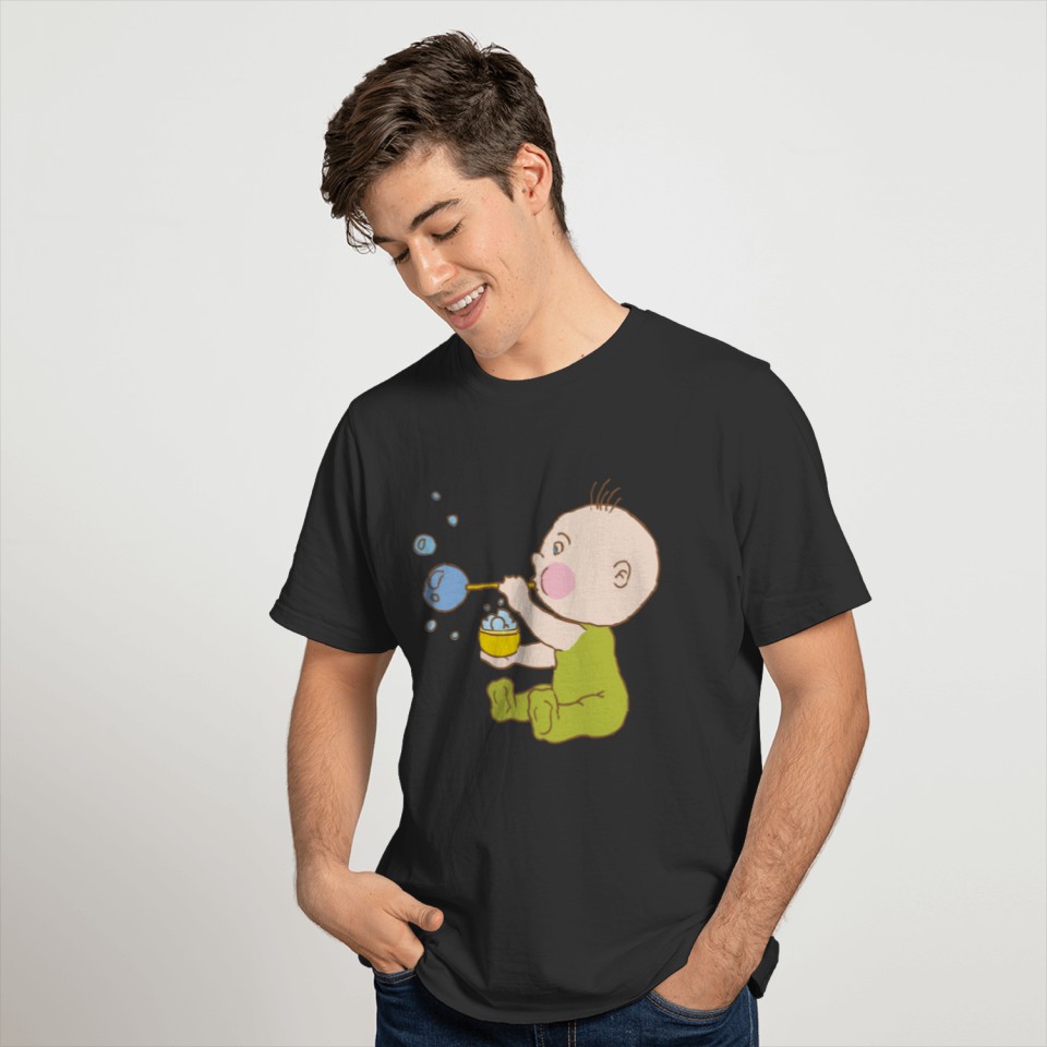 Baby cartoon blowing bubbles T-shirt
