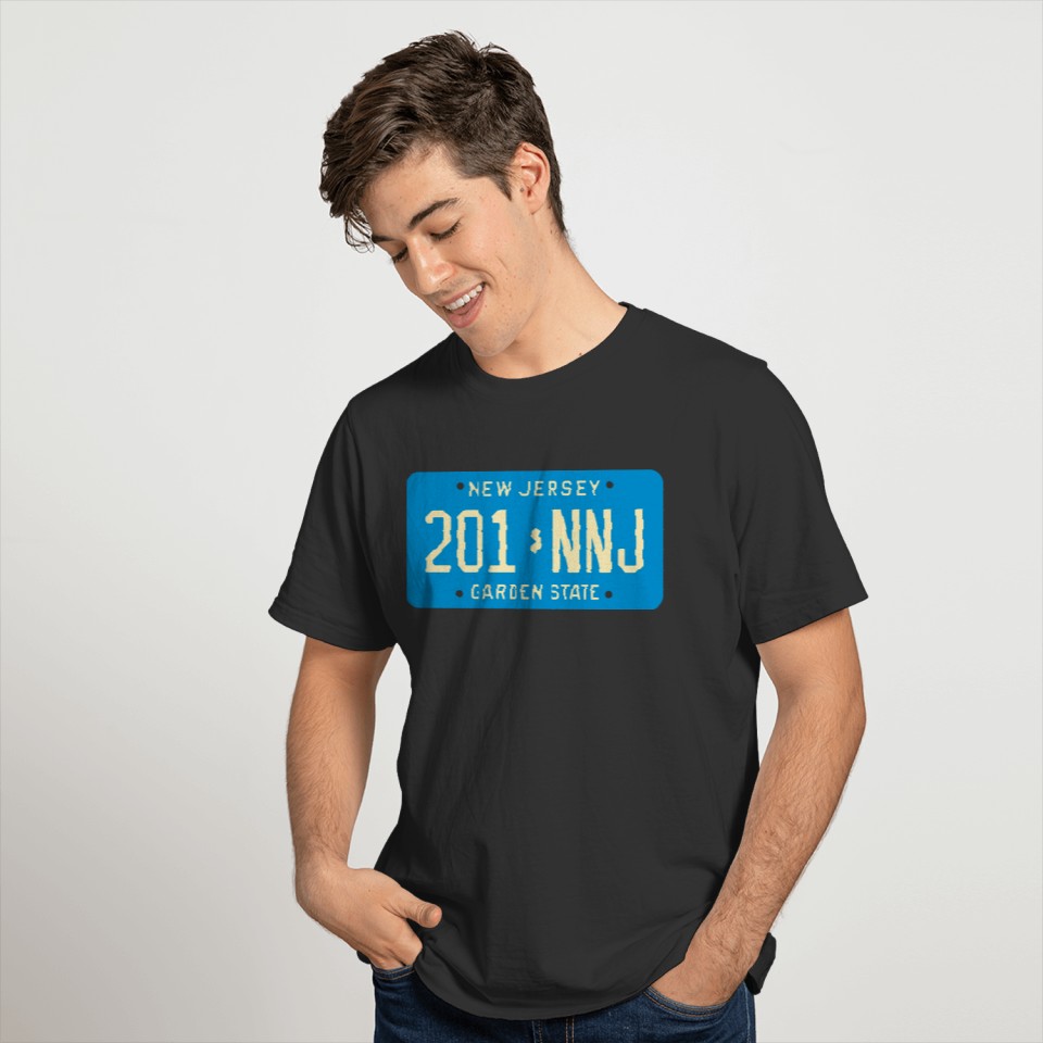 New Jersey 201-NNJ license plate T-shirt