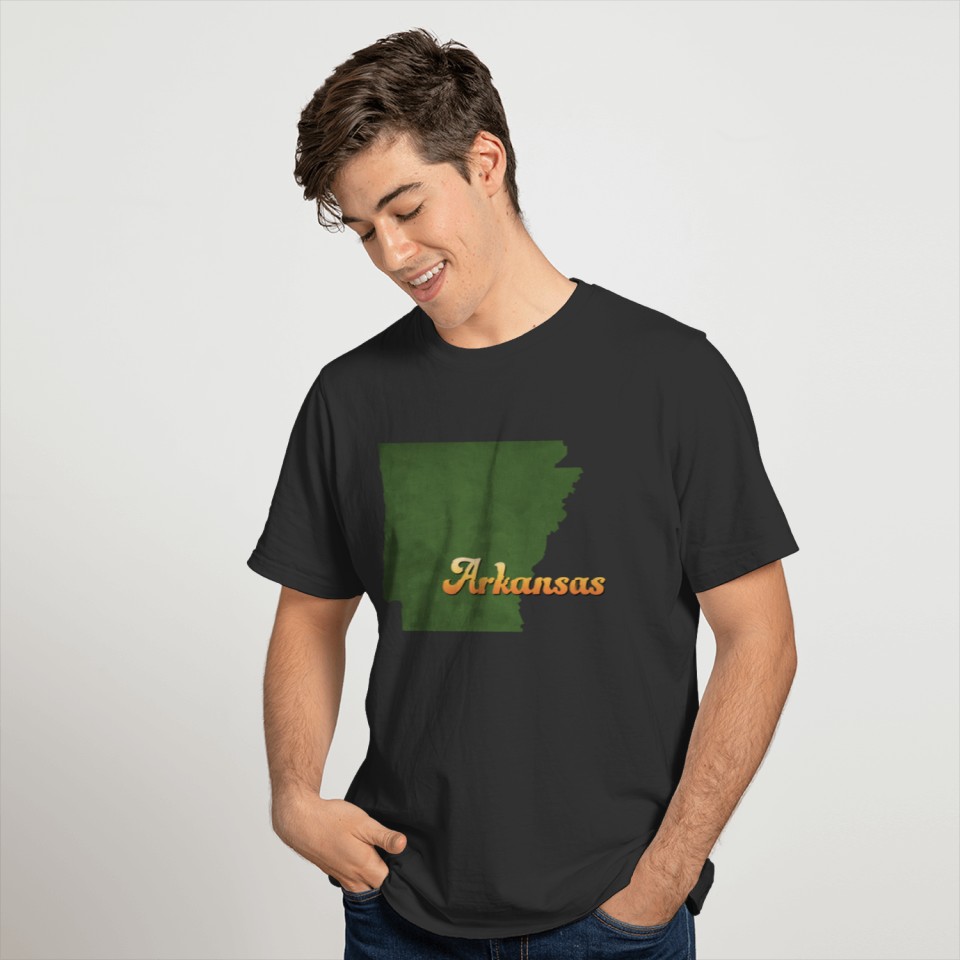 Arkansas Map USA green T-shirt