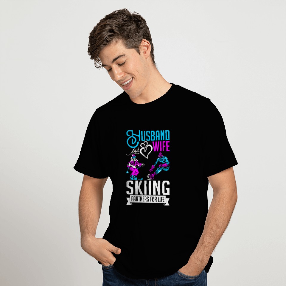 Husband And Wife Skiing Partners For Life T Shirts