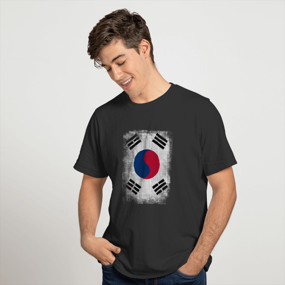 South Korea Flag Proud Korean Vintage Distressed T Shirts