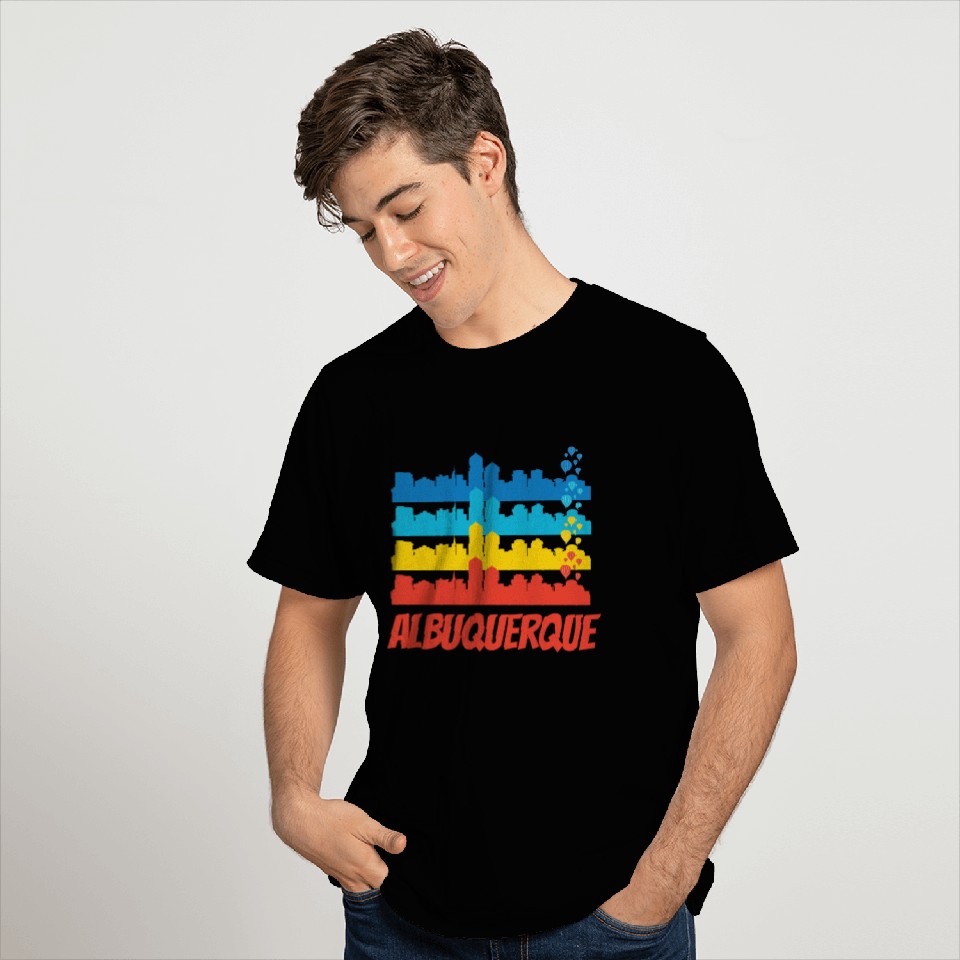 Retro Albuquerque NM Skyline Pop Art T Shirts
