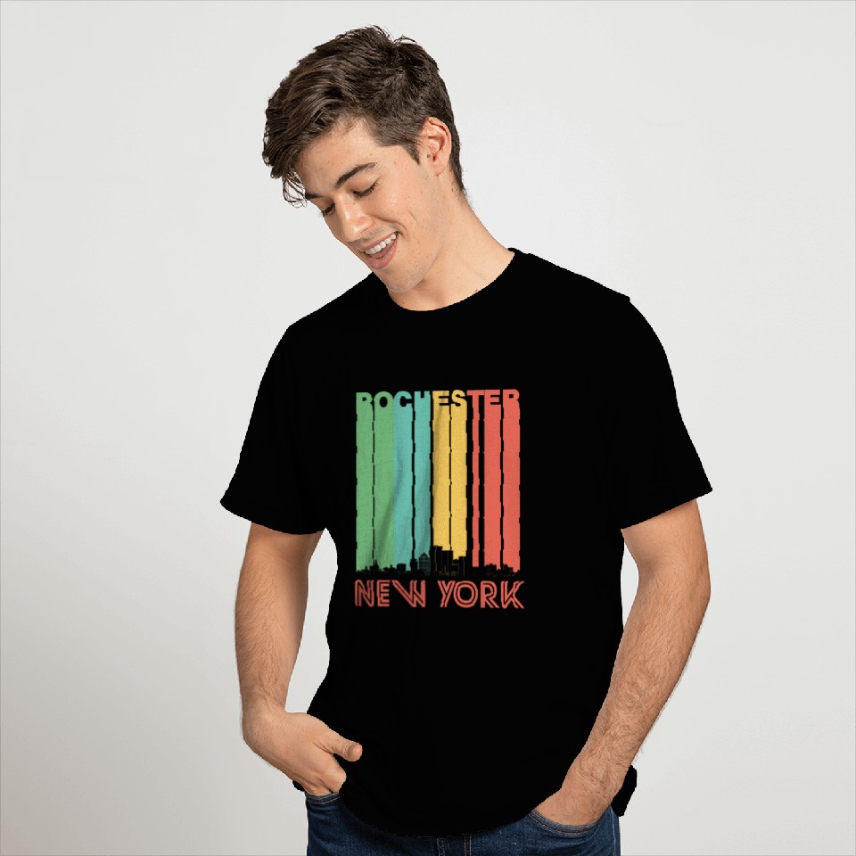 Retro Rochester New York Skyline T Shirts