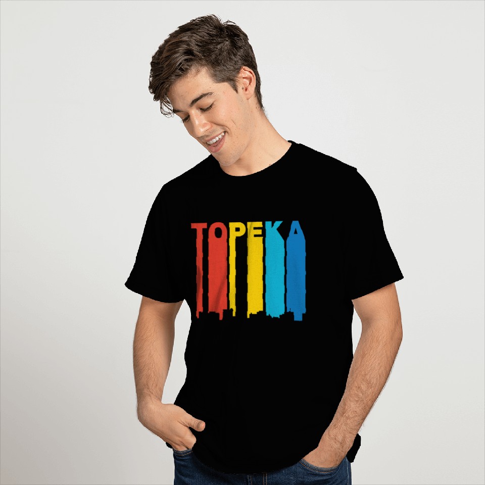 Retro 1970's Style Topeka Kansas Skyline T Shirts