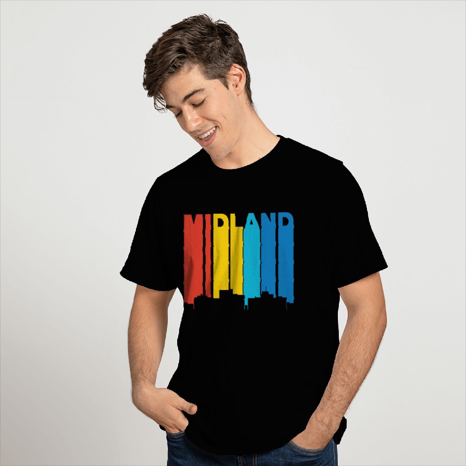 Retro 1970's Style Midland Texas Skyline T Shirts